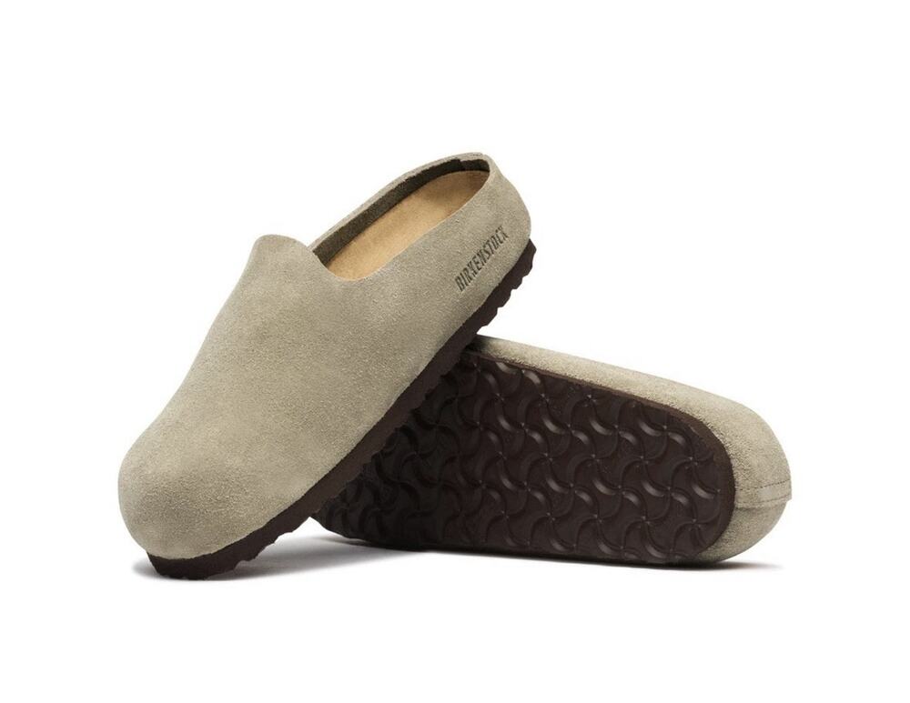 Birkenstock Amsterdam Wrapped Suede Leather (Taupe) Women's Clogs 1032550 Sz 40